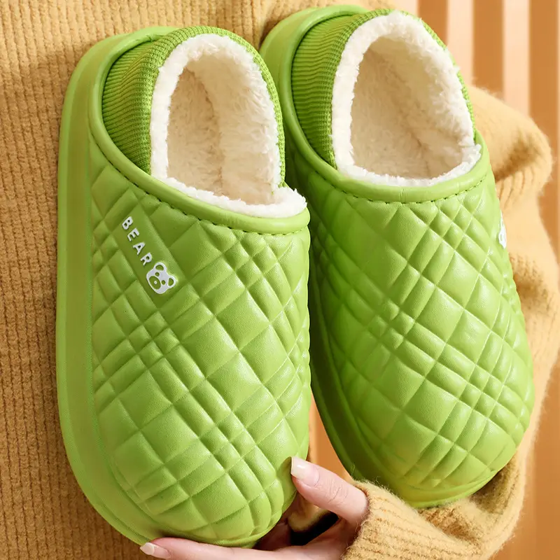 Autumn and winter warm cotton slippers for men and women new indoor household non-slip waterproof wool plush cotton slippers wholesale