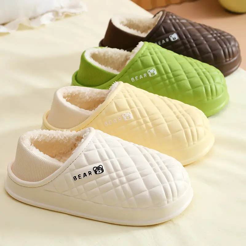 Autumn and winter warm cotton slippers for men and women new indoor household non-slip waterproof wool plush cotton slippers wholesale