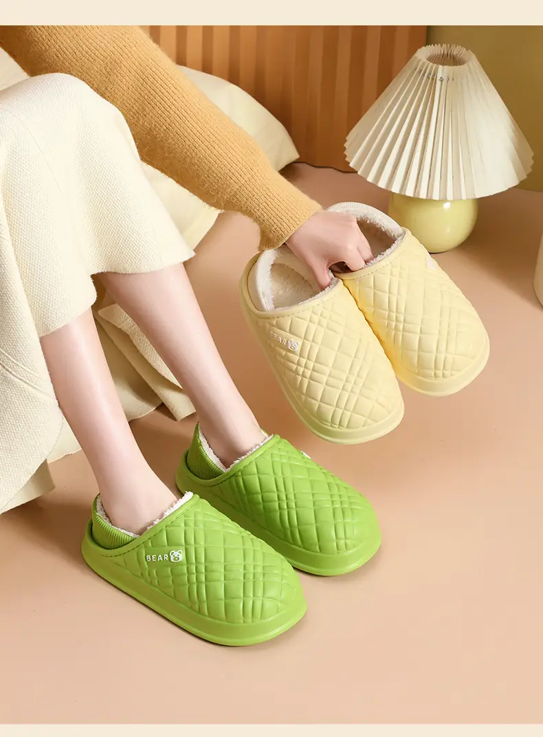 Autumn and winter warm cotton slippers for men and women new indoor household non-slip waterproof wool plush cotton slippers wholesale — feature 13