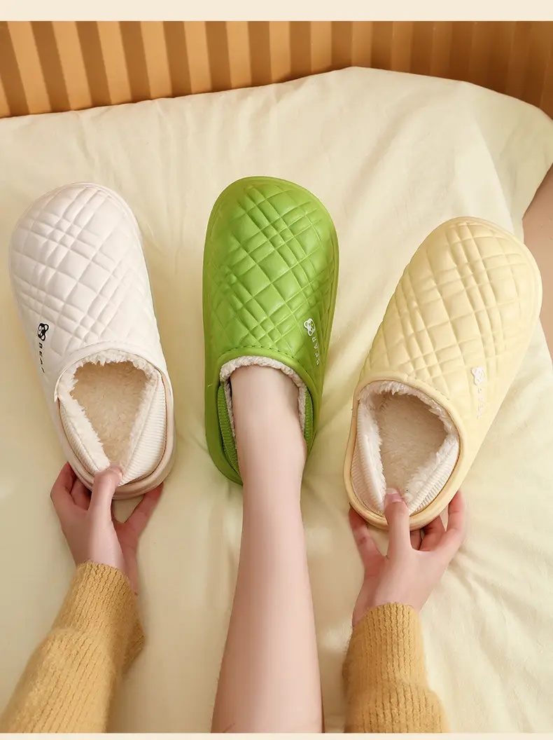 Autumn and winter warm cotton slippers for men and women new indoor household non-slip waterproof wool plush cotton slippers wholesale — feature 16