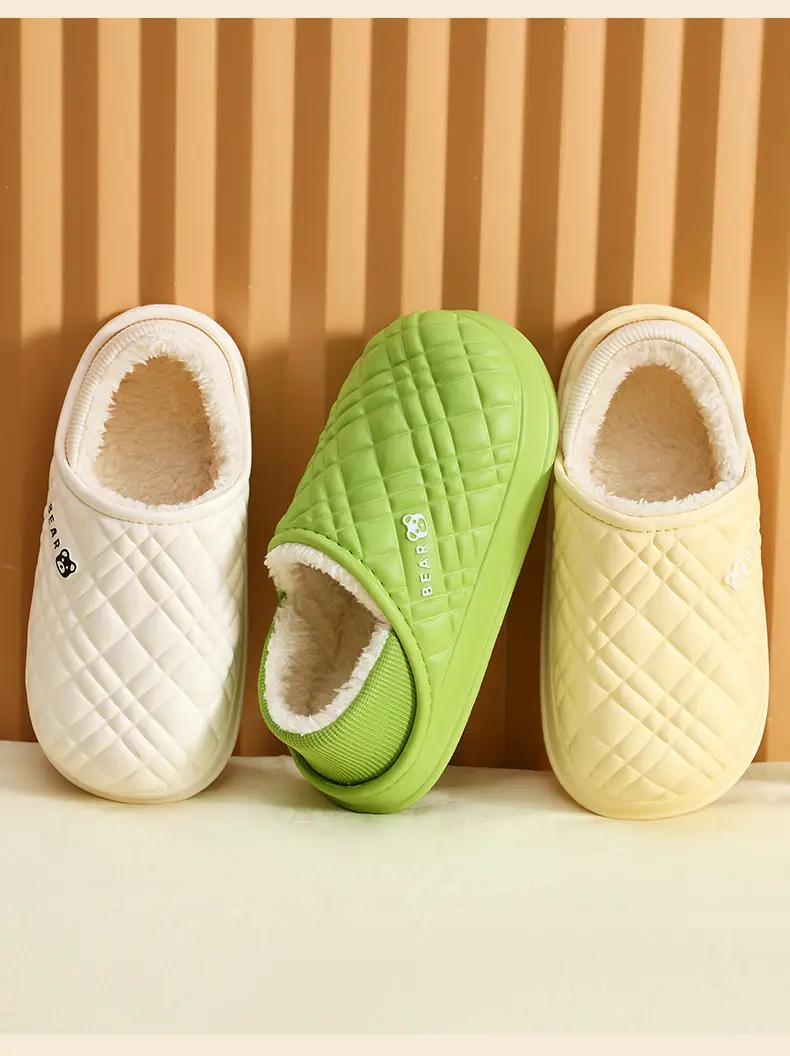 Autumn and winter warm cotton slippers for men and women new indoor household non-slip waterproof wool plush cotton slippers wholesale — feature 18