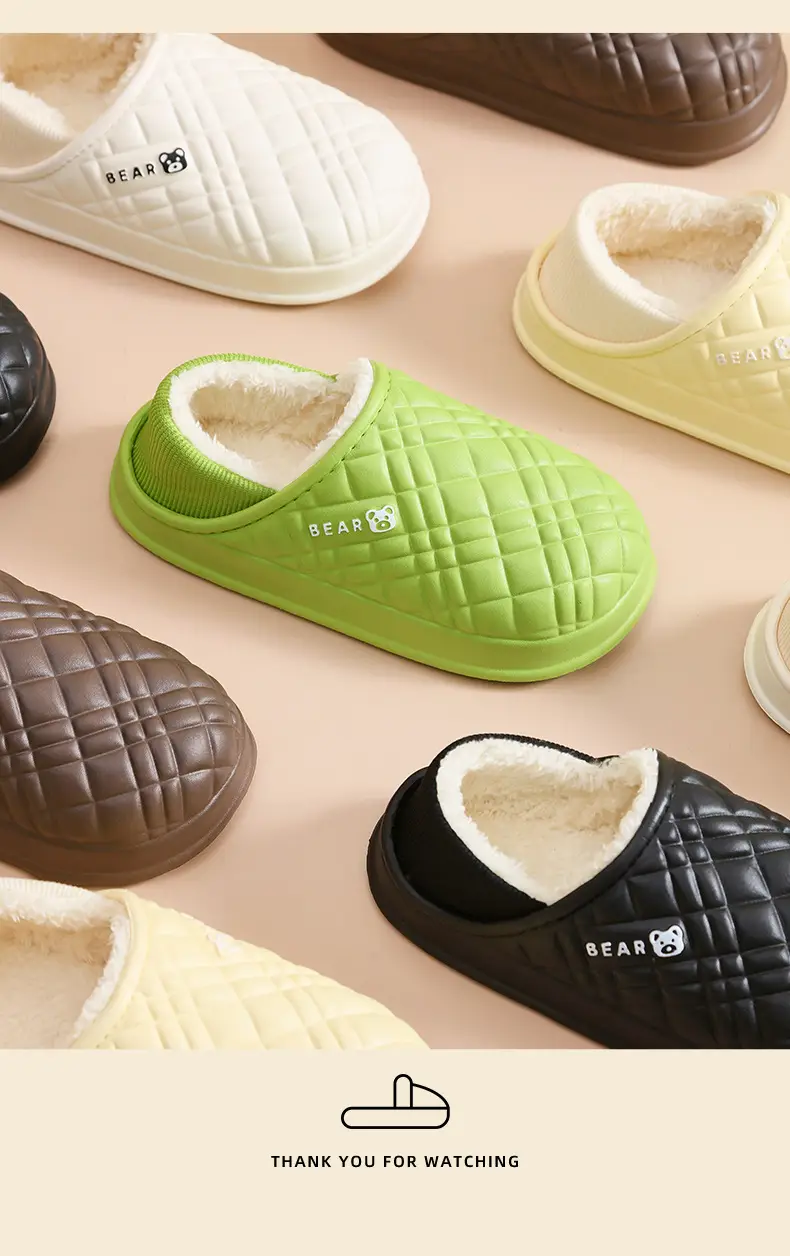Autumn and winter warm cotton slippers for men and women new indoor household non-slip waterproof wool plush cotton slippers wholesale — feature 20