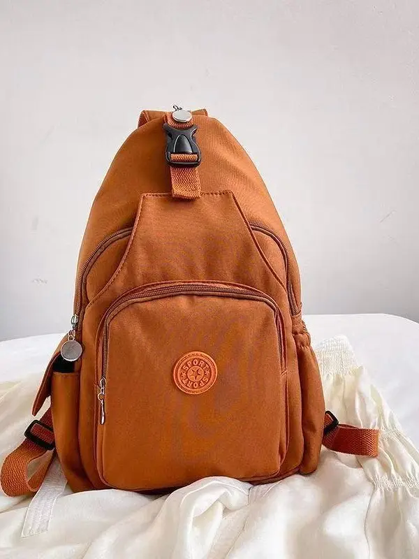 Women's Red Oxford Cloth Chest Backpack Large Capacity - Image 5