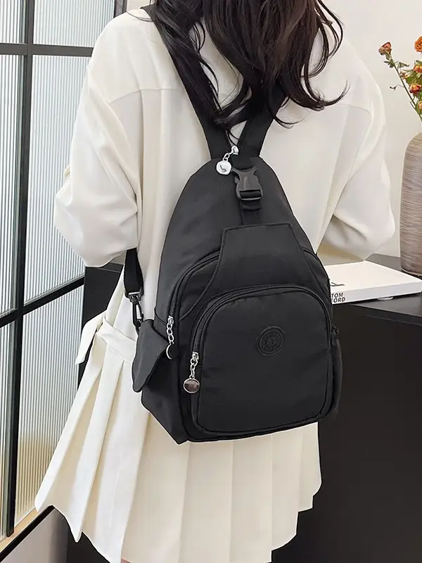 Women's Red Oxford Cloth Chest Backpack Large Capacity - Image 6
