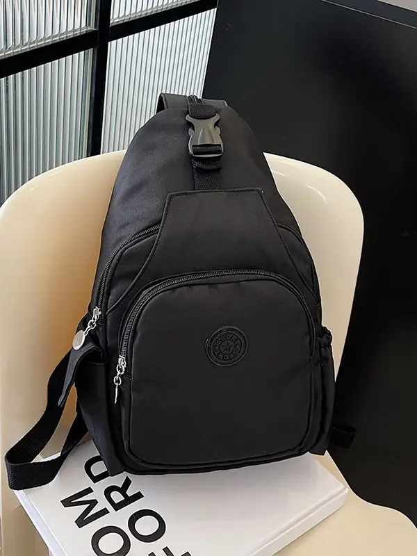 Women's Red Oxford Cloth Chest Backpack Large Capacity - Image 7