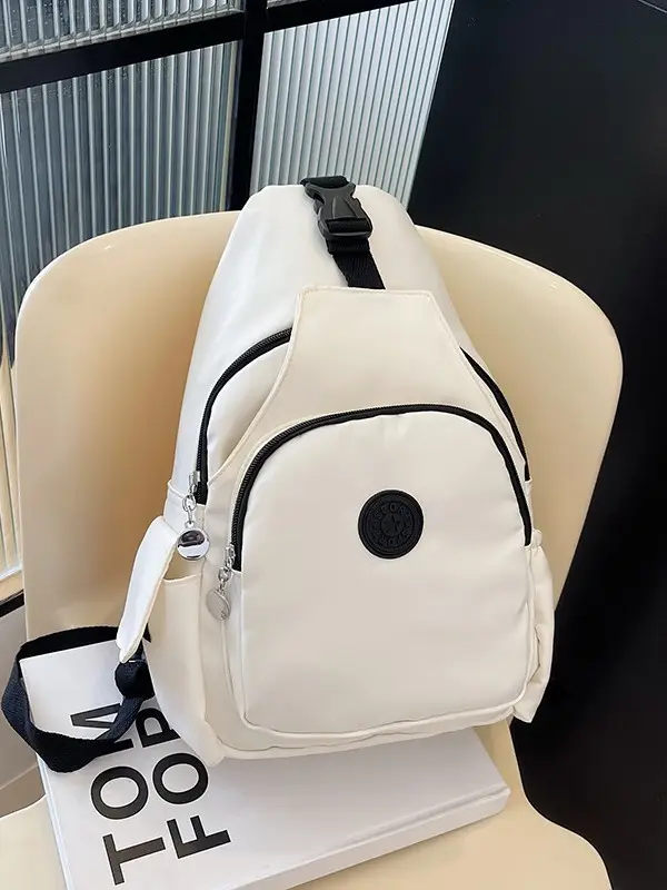 Women's Red Oxford Cloth Chest Backpack Large Capacity - Image 8