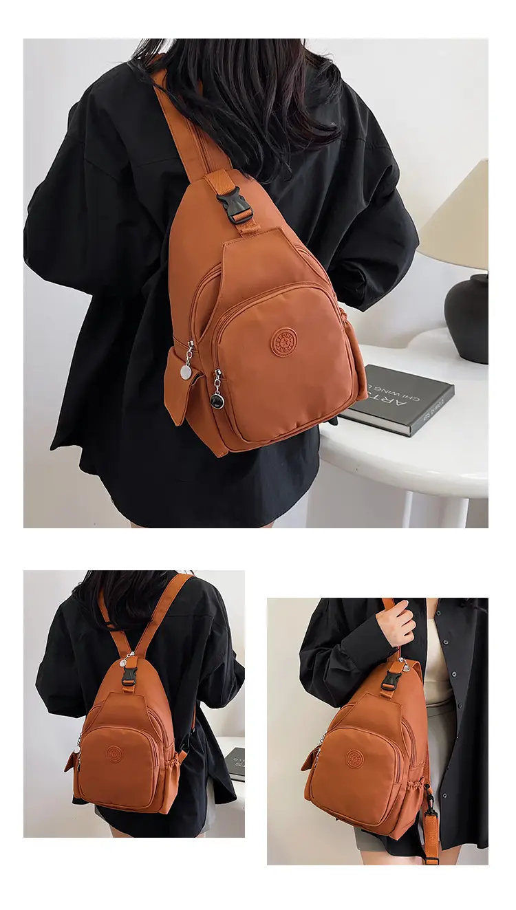 Women's Red Oxford Cloth Chest Backpack Large Capacity — feature 15