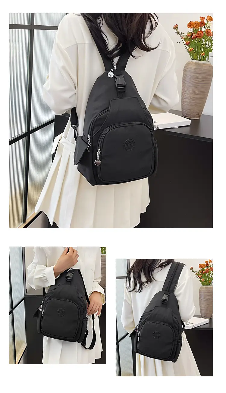 Women's Red Oxford Cloth Chest Backpack Large Capacity — feature 16
