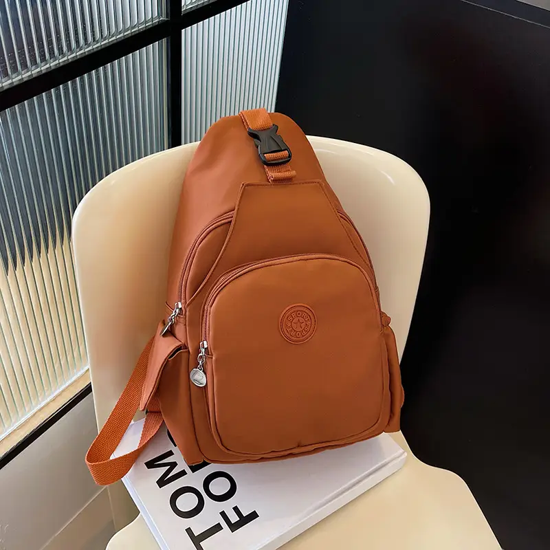 Women's Red Oxford Cloth Chest Backpack Large Capacity - Image 3