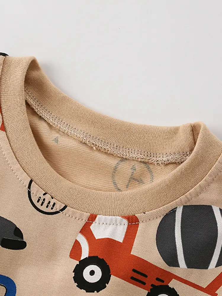 Malwee Summer Boys T-Shirt Beige Black Graphic Round Neck - Image 3