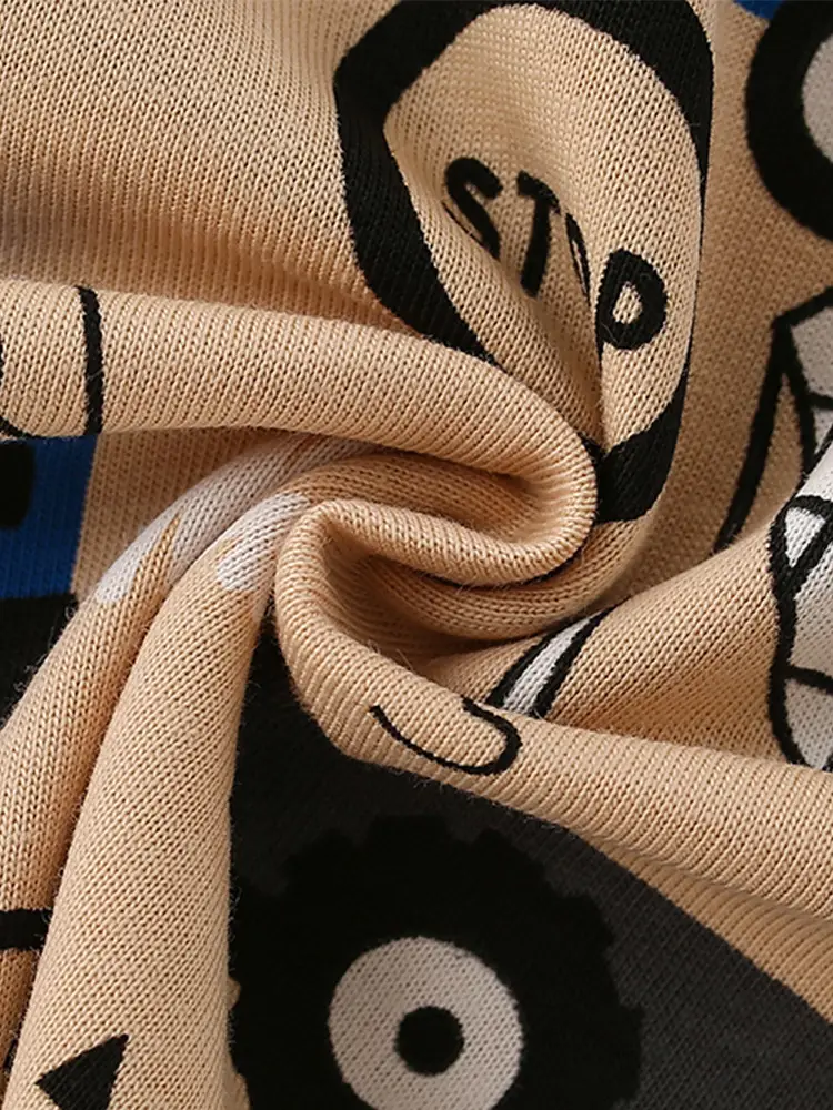 Malwee Summer Boys T-Shirt Beige Black Graphic Round Neck - Image 5
