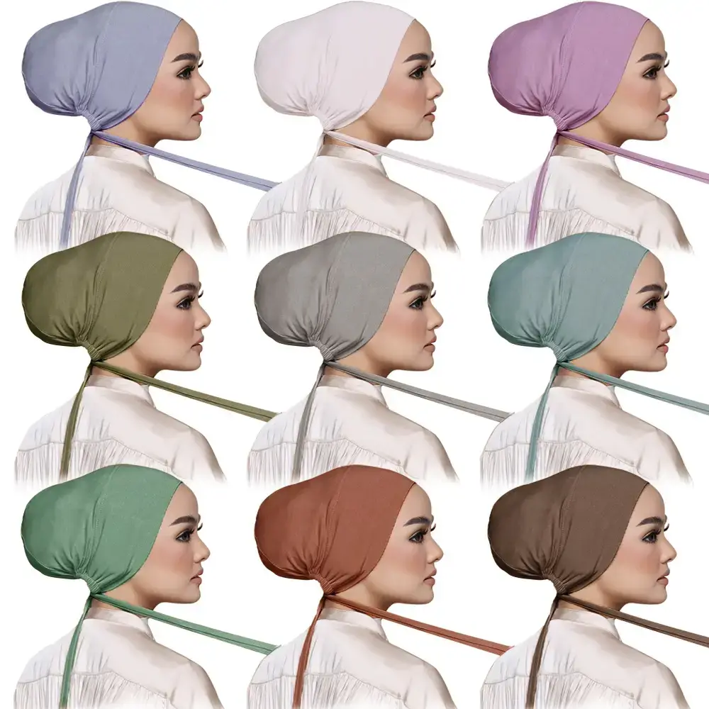 Adjustable Muslim Hijab Caps with Solid Straps - Image 46
