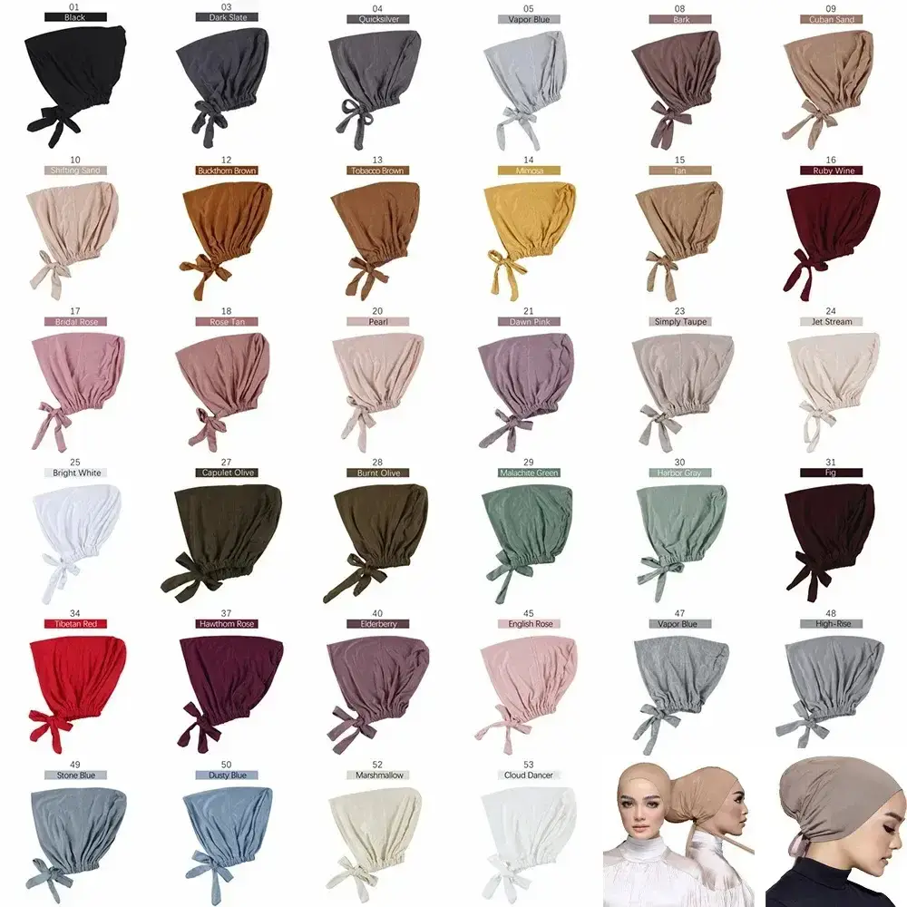 Adjustable Muslim Hijab Caps with Solid Straps - Image 48