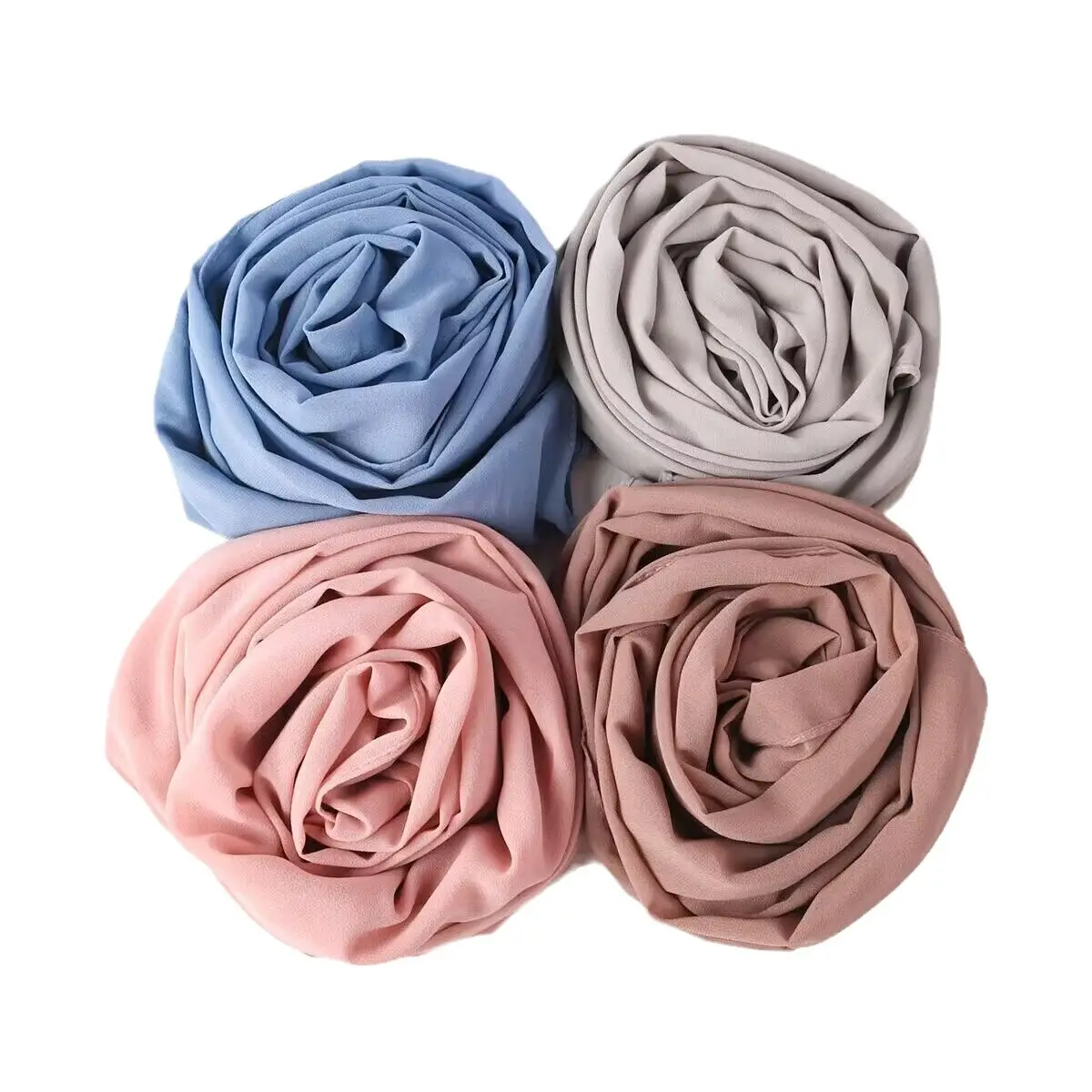 Muslim Pearl Chiffon Head Scarf Lavender Gray A35 - Image 55