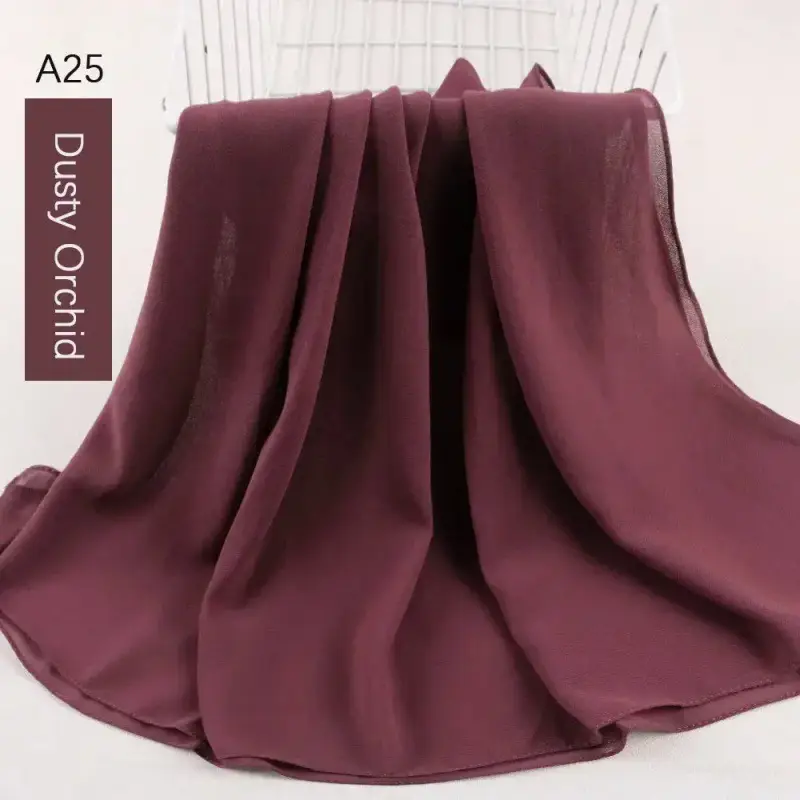 Muslim Pearl Chiffon Head Scarf Lavender Gray A35 - Image 23