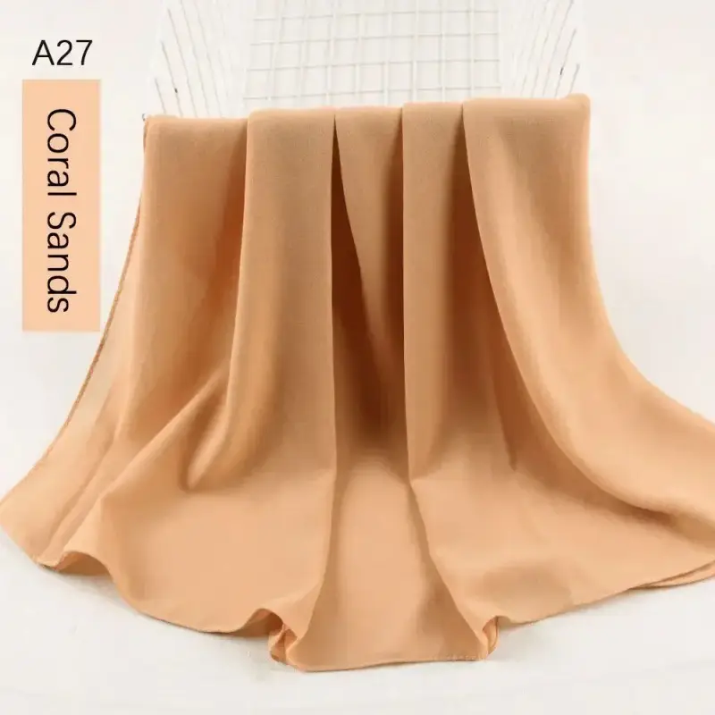 Muslim Pearl Chiffon Head Scarf Lavender Gray A35 - Image 25
