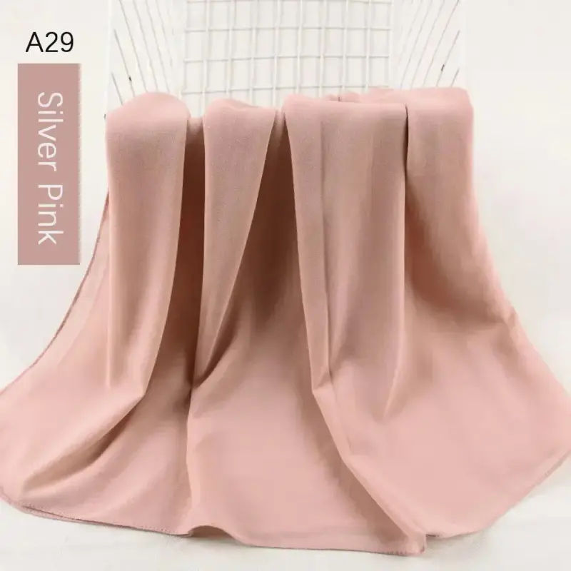 Muslim Pearl Chiffon Head Scarf Lavender Gray A35 - Image 27