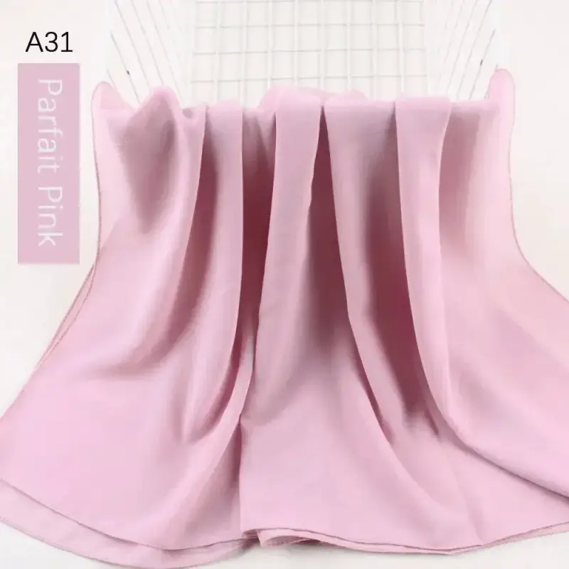 Muslim Pearl Chiffon Head Scarf Lavender Gray A35 - Image 29
