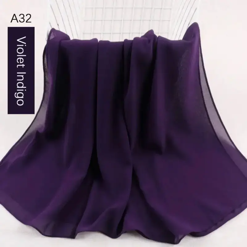 Muslim Pearl Chiffon Head Scarf Lavender Gray A35 - Image 30
