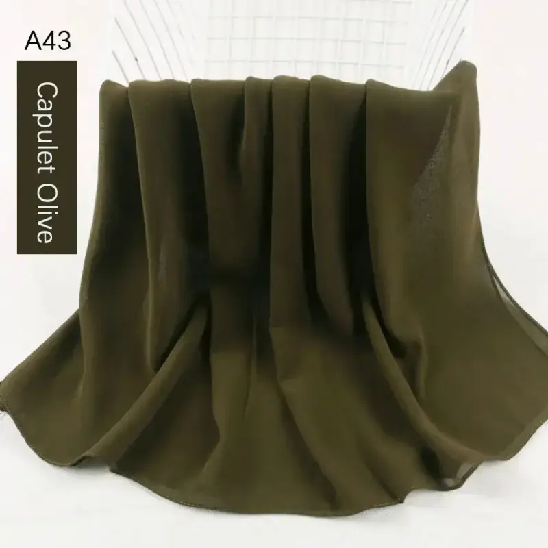 Muslim Pearl Chiffon Head Scarf Lavender Gray A35 - Image 40