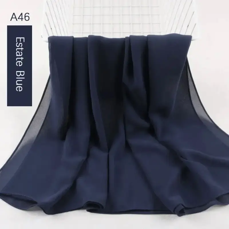 Muslim Pearl Chiffon Head Scarf Lavender Gray A35 - Image 43