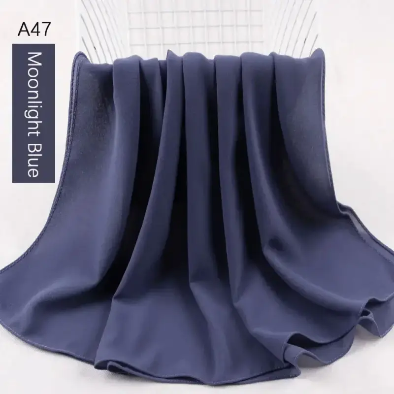 Muslim Pearl Chiffon Head Scarf Lavender Gray A35 - Image 44