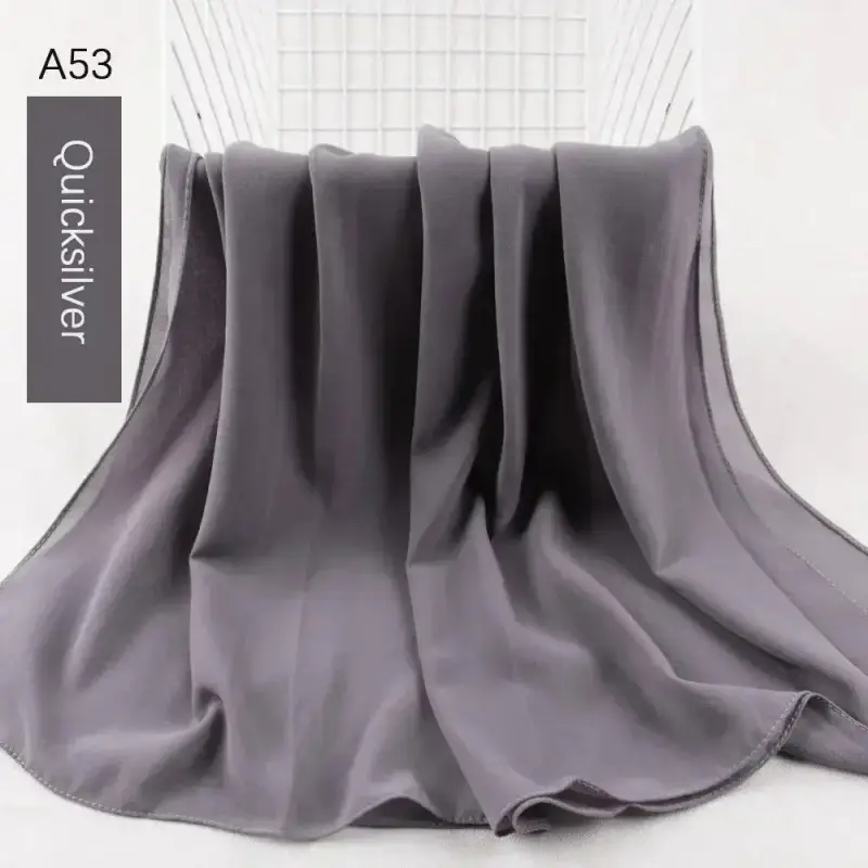 Muslim Pearl Chiffon Head Scarf Lavender Gray A35 - Image 48