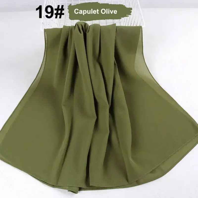 Muslim Pearl Chiffon Head Scarf Lavender Gray A35 - Image 50