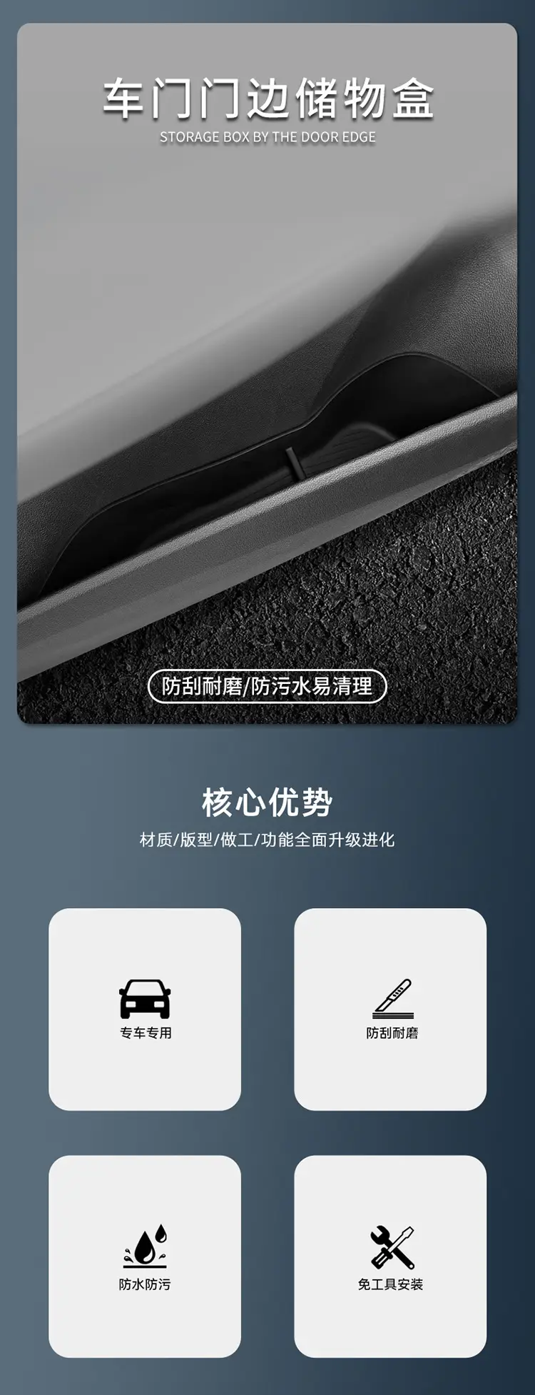 Dark Blue S7 Car Storage Box for TPE Door — feature 1