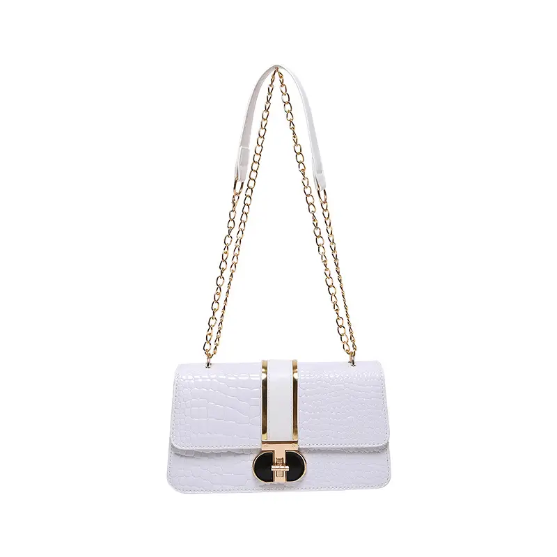Red Croc Texture Women's Shoulder Bag with Chain - Image 5