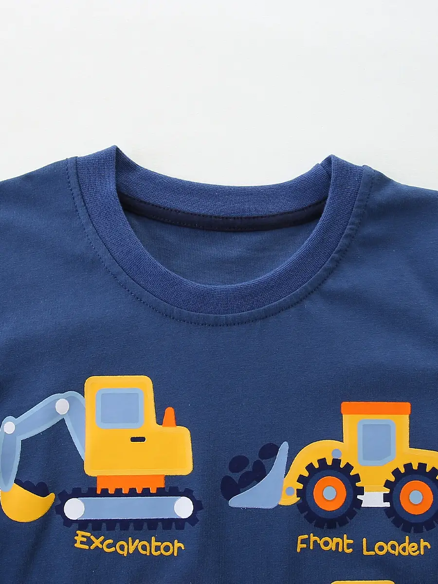 Blue T-Shirt for Boys with Truck Design - Image 6