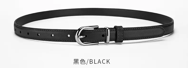 Women's Black Genuine Leather Belt with Alloy Buckle β feature 11