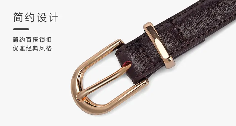 Women's Black Genuine Leather Belt with Alloy Buckle β feature 3