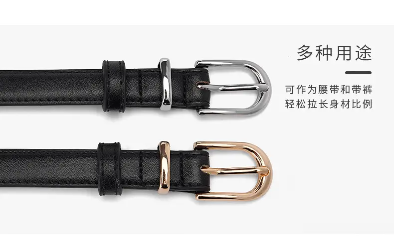 Women's Black Genuine Leather Belt with Alloy Buckle β feature 4