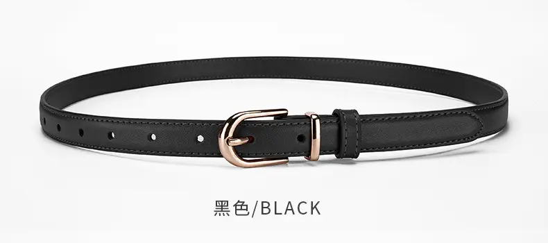 Women's Black Genuine Leather Belt with Alloy Buckle β feature 8