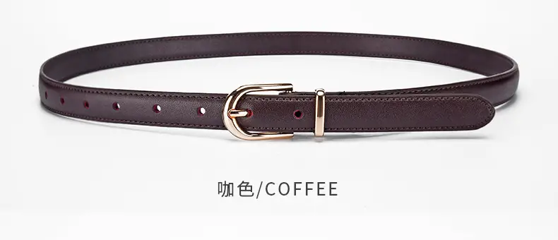 Women's Black Genuine Leather Belt with Alloy Buckle - Image 2