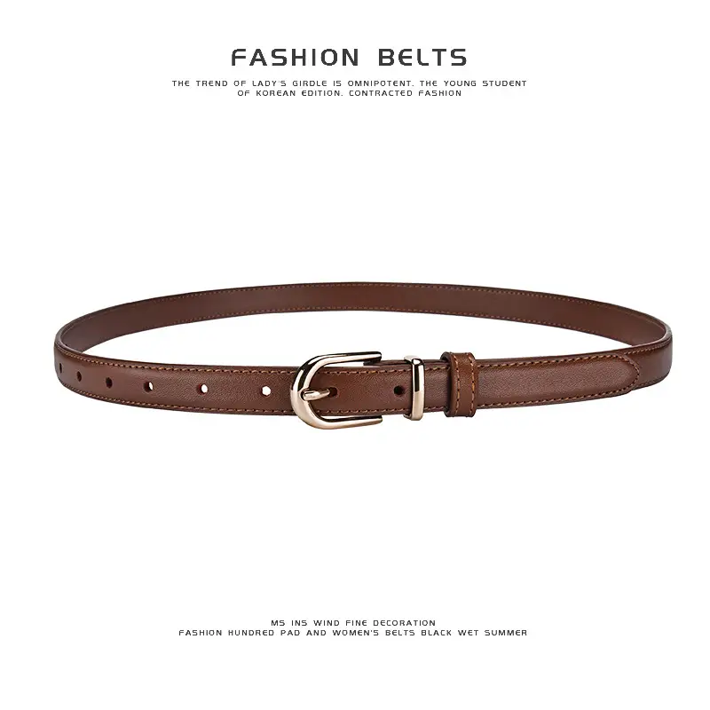 Women's Black Genuine Leather Belt with Alloy Buckle - Image 3