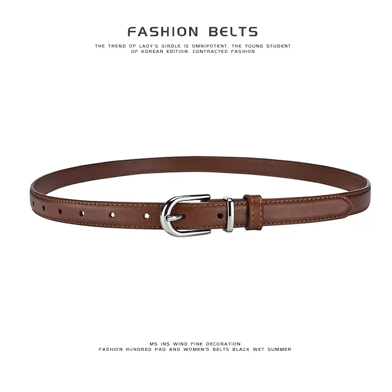 Women's Black Genuine Leather Belt with Alloy Buckle - Image 5