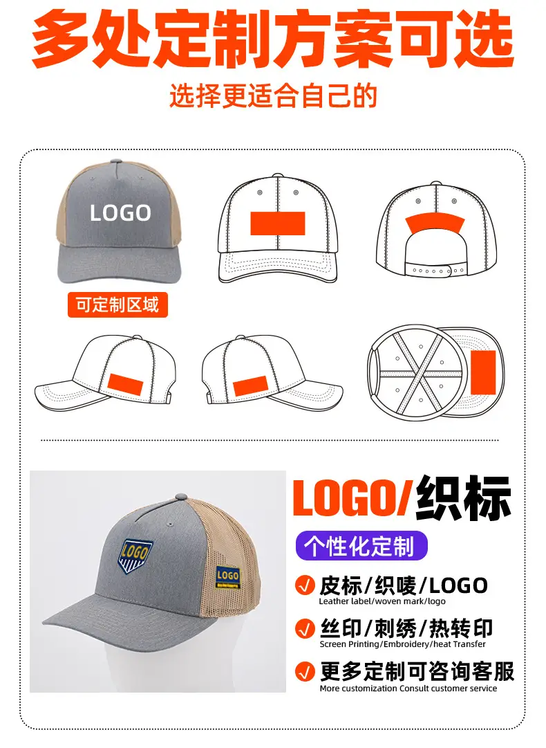 Printed Baseball Cap Grey Beige Wholesale Cross-Border — feature 7