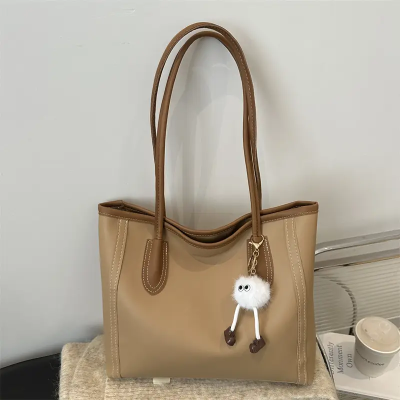 Women's Large Capacity Textured Tote Bag Cream Brown — feature 12