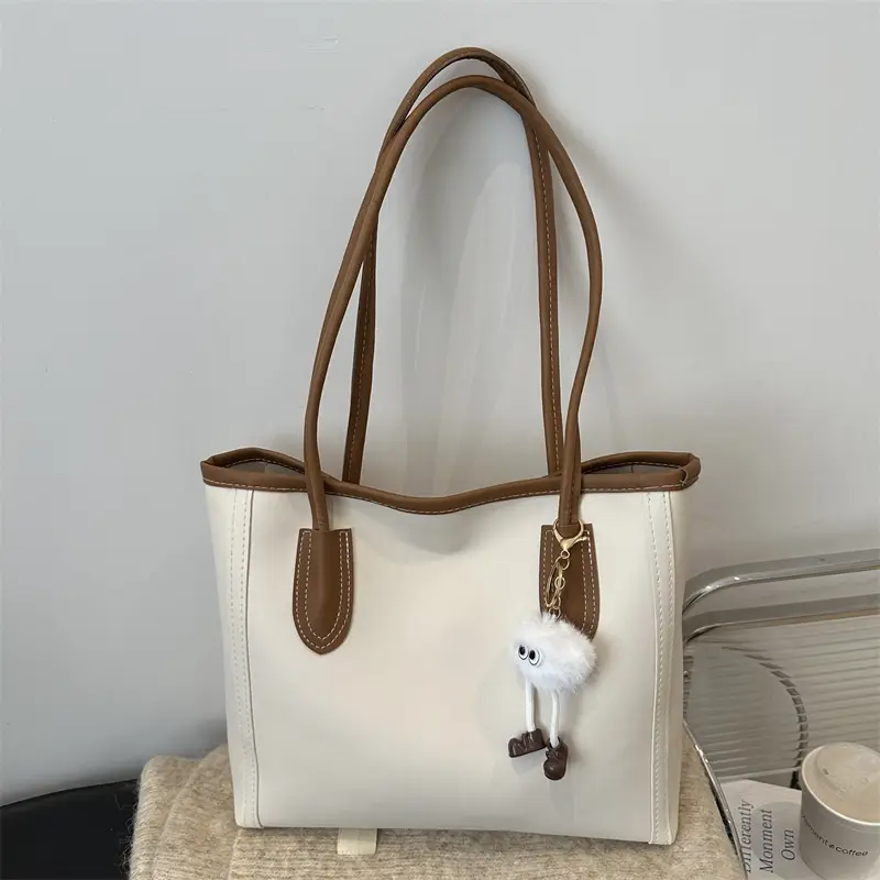 Women's Large Capacity Textured Tote Bag Cream Brown — feature 15