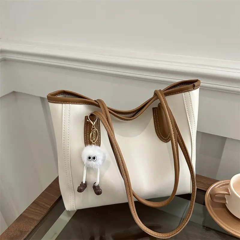 Women's Large Capacity Textured Tote Bag Cream Brown — feature 18
