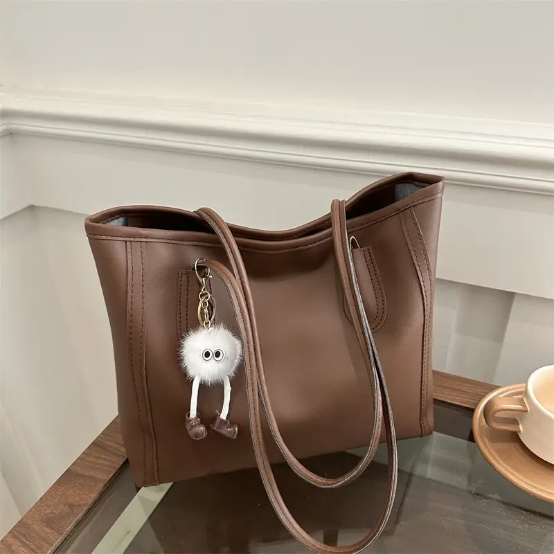 Women's Large Capacity Textured Tote Bag Cream Brown — feature 19