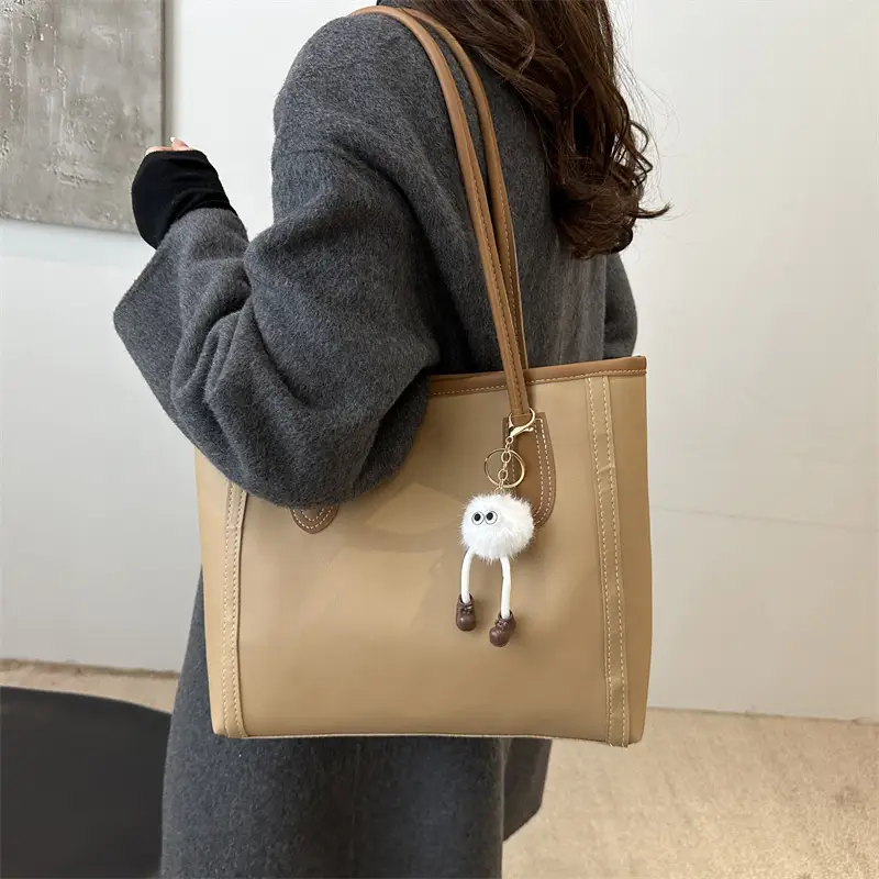 Women's Large Capacity Textured Tote Bag Cream Brown — feature 20
