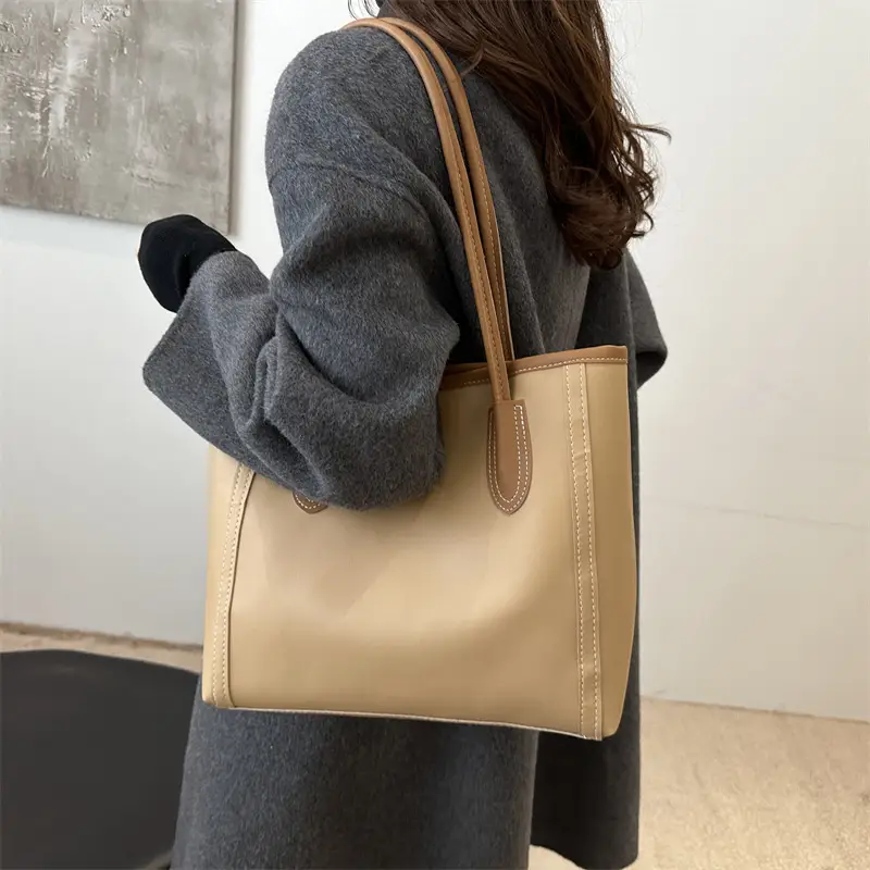 Women's Large Capacity Textured Tote Bag Cream Brown — feature 22