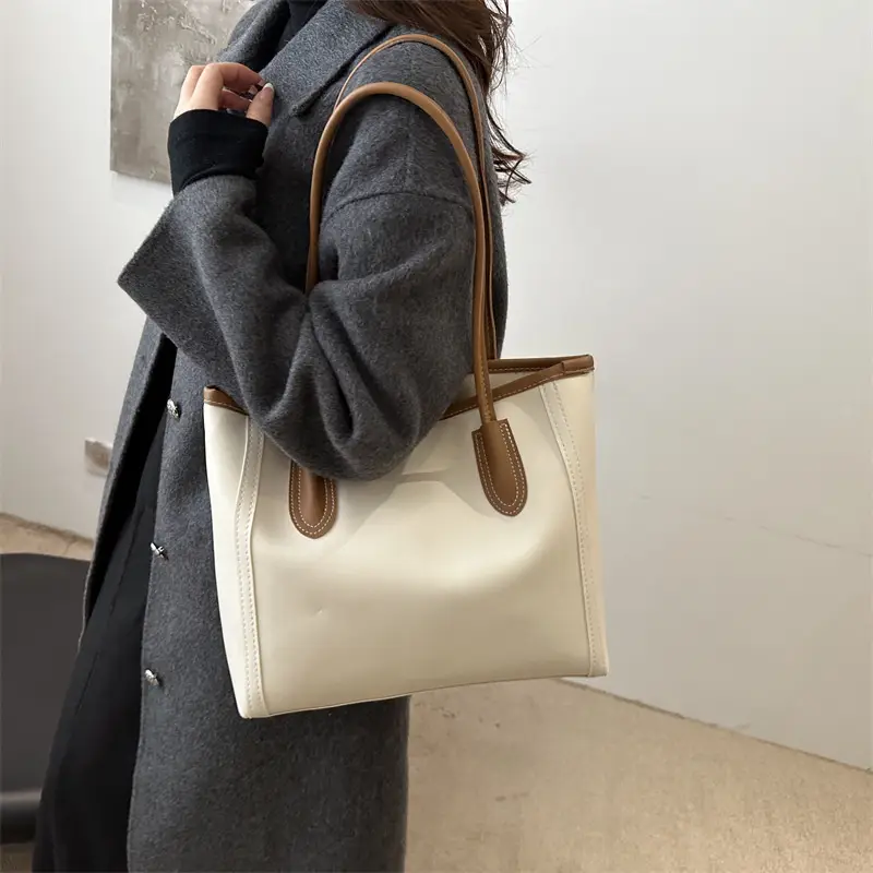 Women's Large Capacity Textured Tote Bag Cream Brown — feature 25
