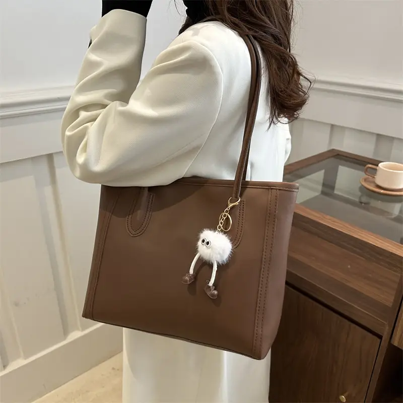 Women's Large Capacity Textured Tote Bag Cream Brown — feature 27