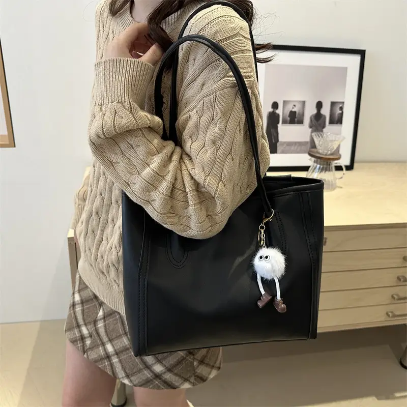 Women's Large Capacity Textured Tote Bag Cream Brown — feature 29