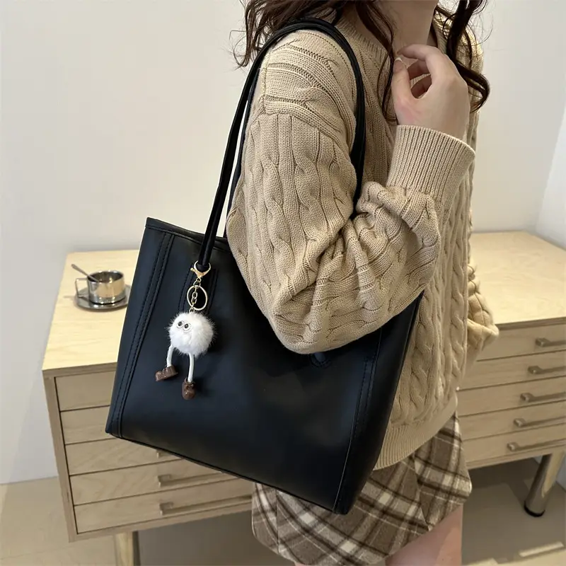 Women's Large Capacity Textured Tote Bag Cream Brown — feature 30