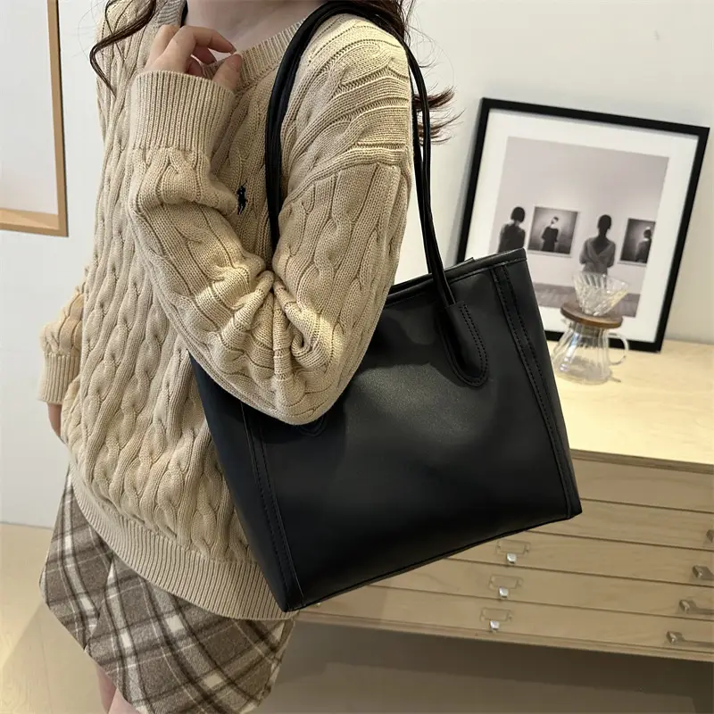 Women's Large Capacity Textured Tote Bag Cream Brown — feature 31